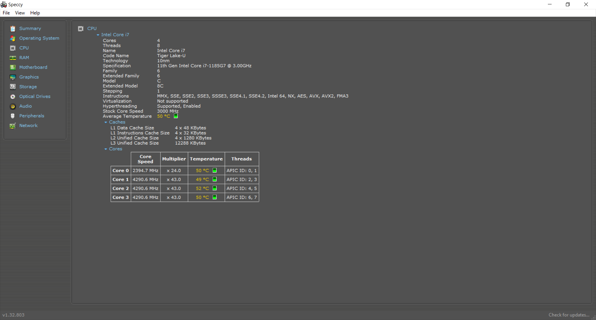 Captura de pantalla de Speccy