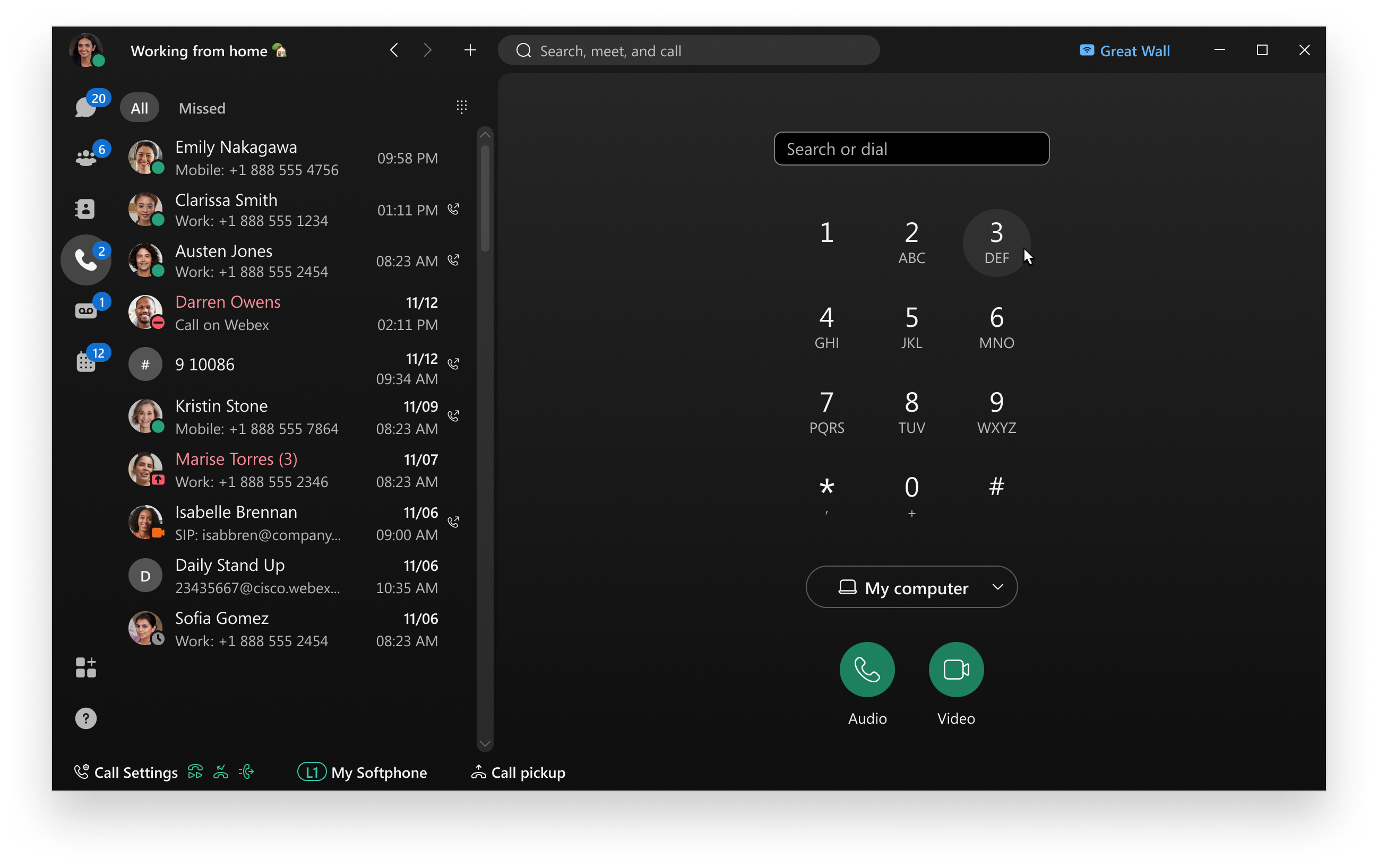 Captura de pantalla de Webex