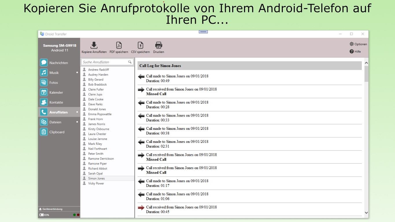 Droid Transfer Screenshot