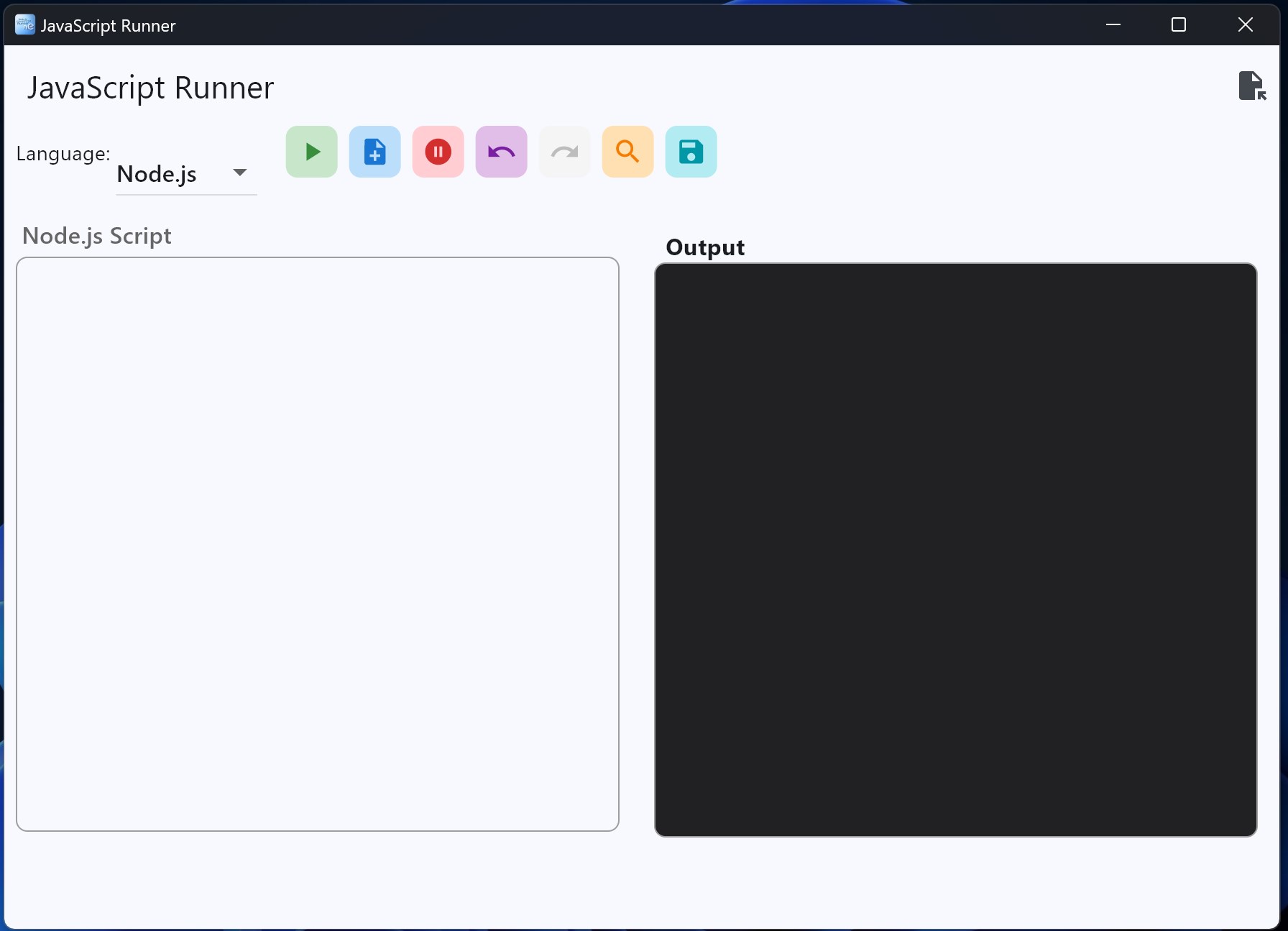 Captura de pantalla de Node.js/JavaScript Runner