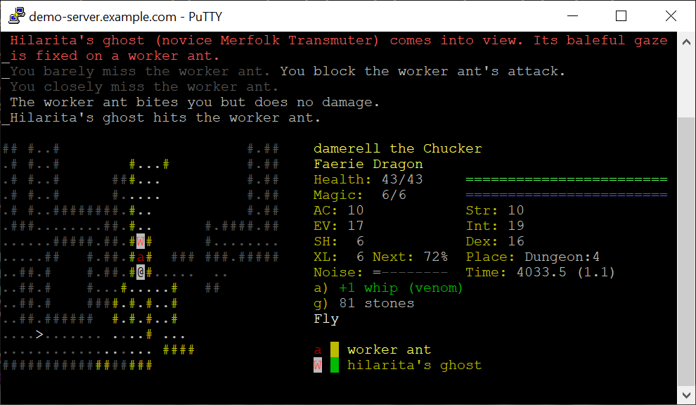 Captura de pantalla de PuTTY