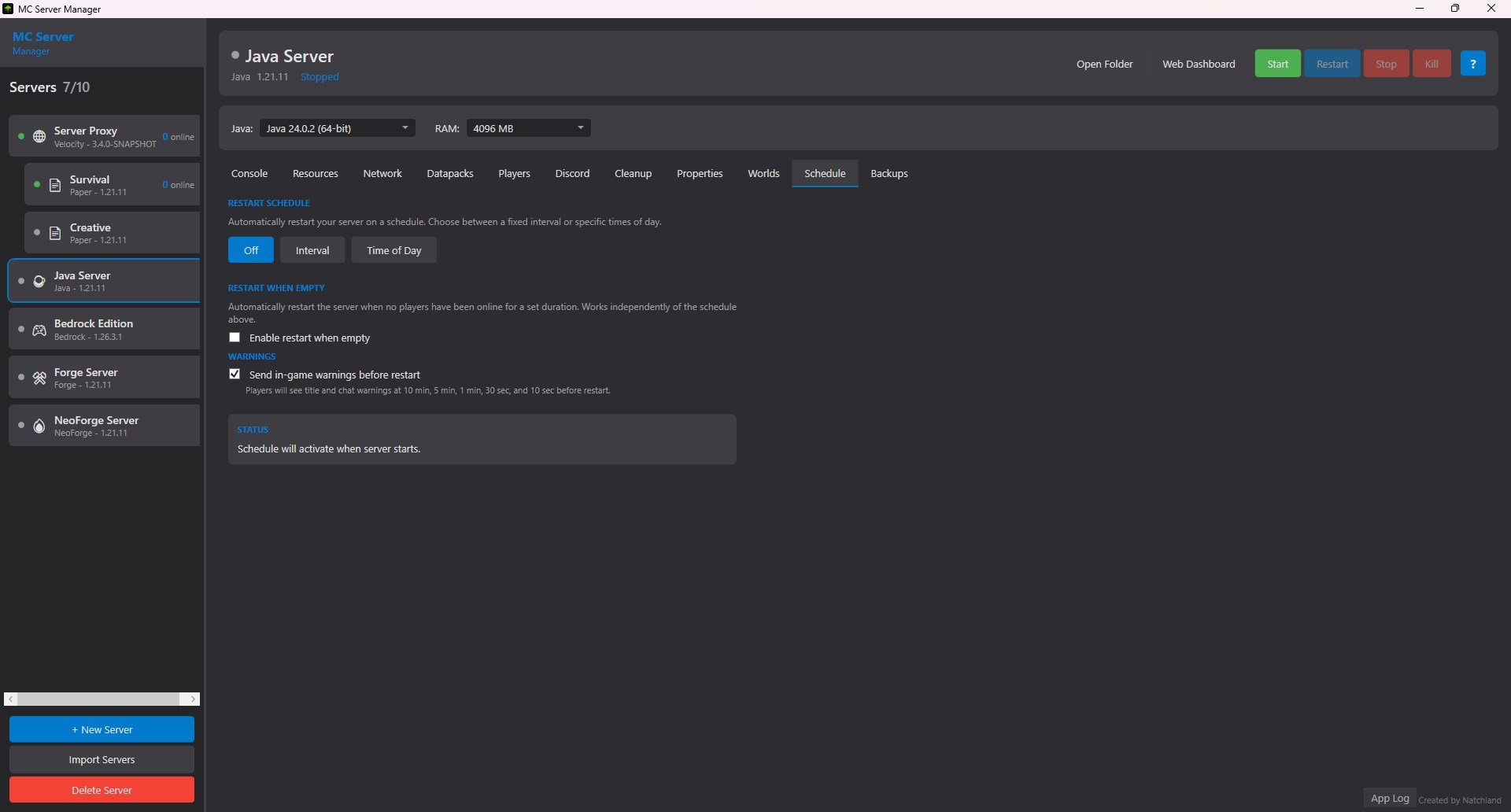 MC Server Manager Screenshot