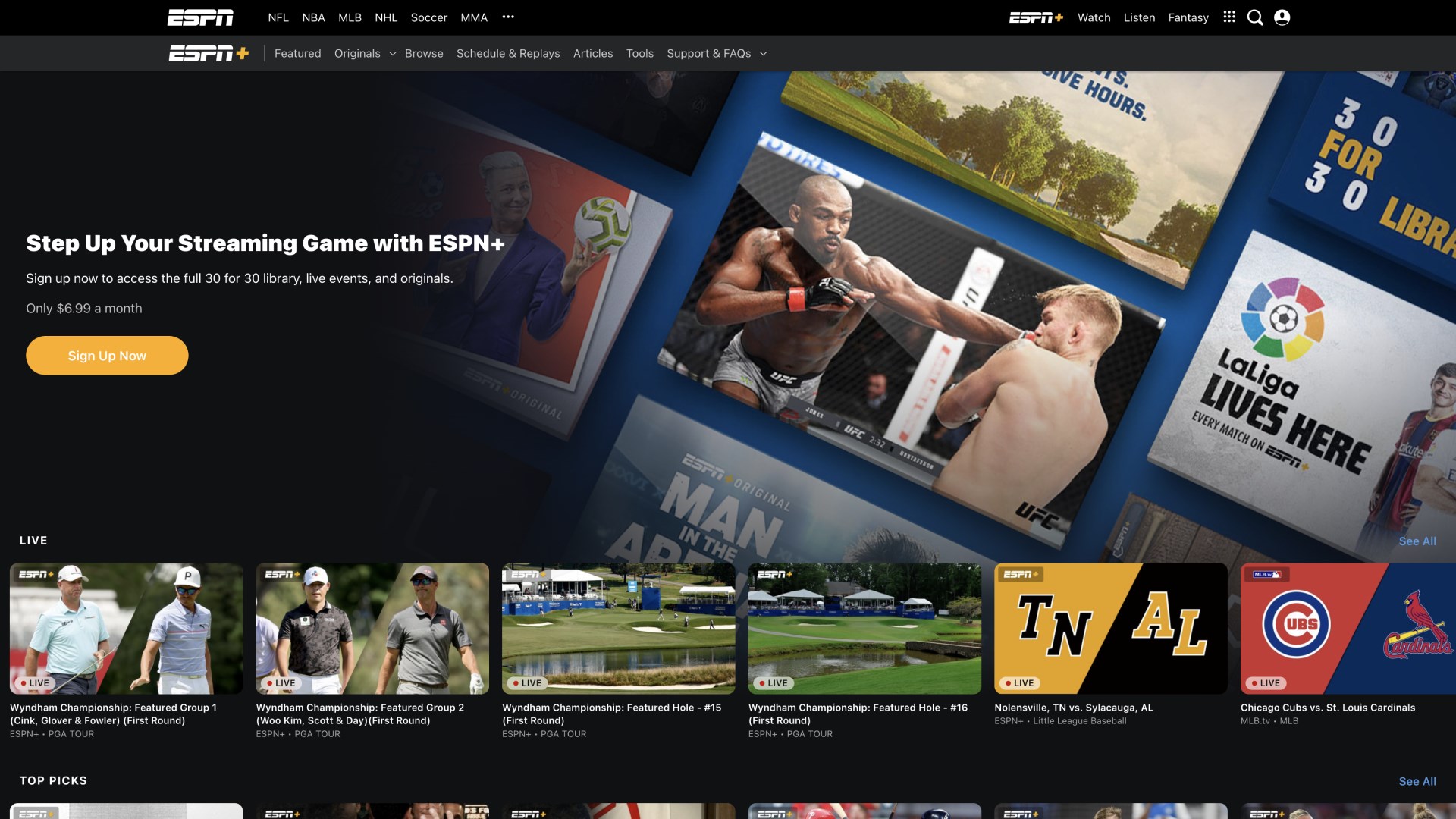 Captura de pantalla de ESPN
