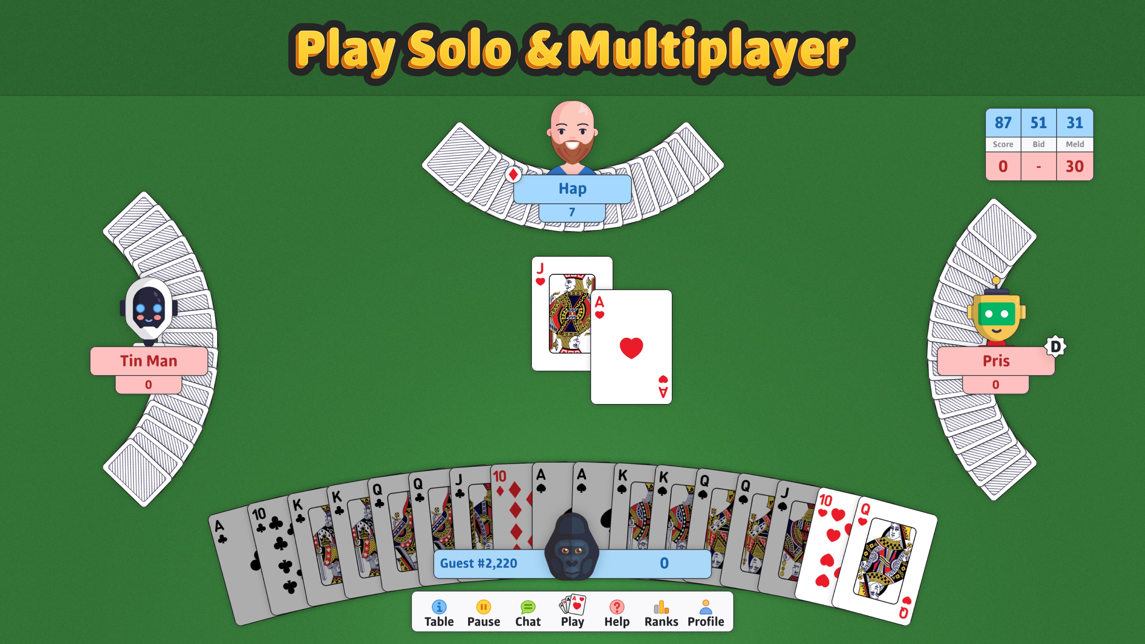 Double Deck Pinochle ‣ Screenshot