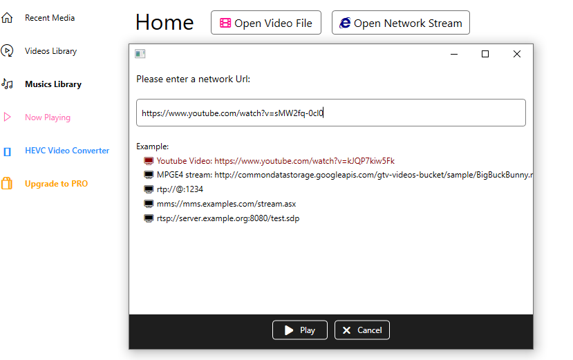 Captura de pantalla de HEVC Player for Windows