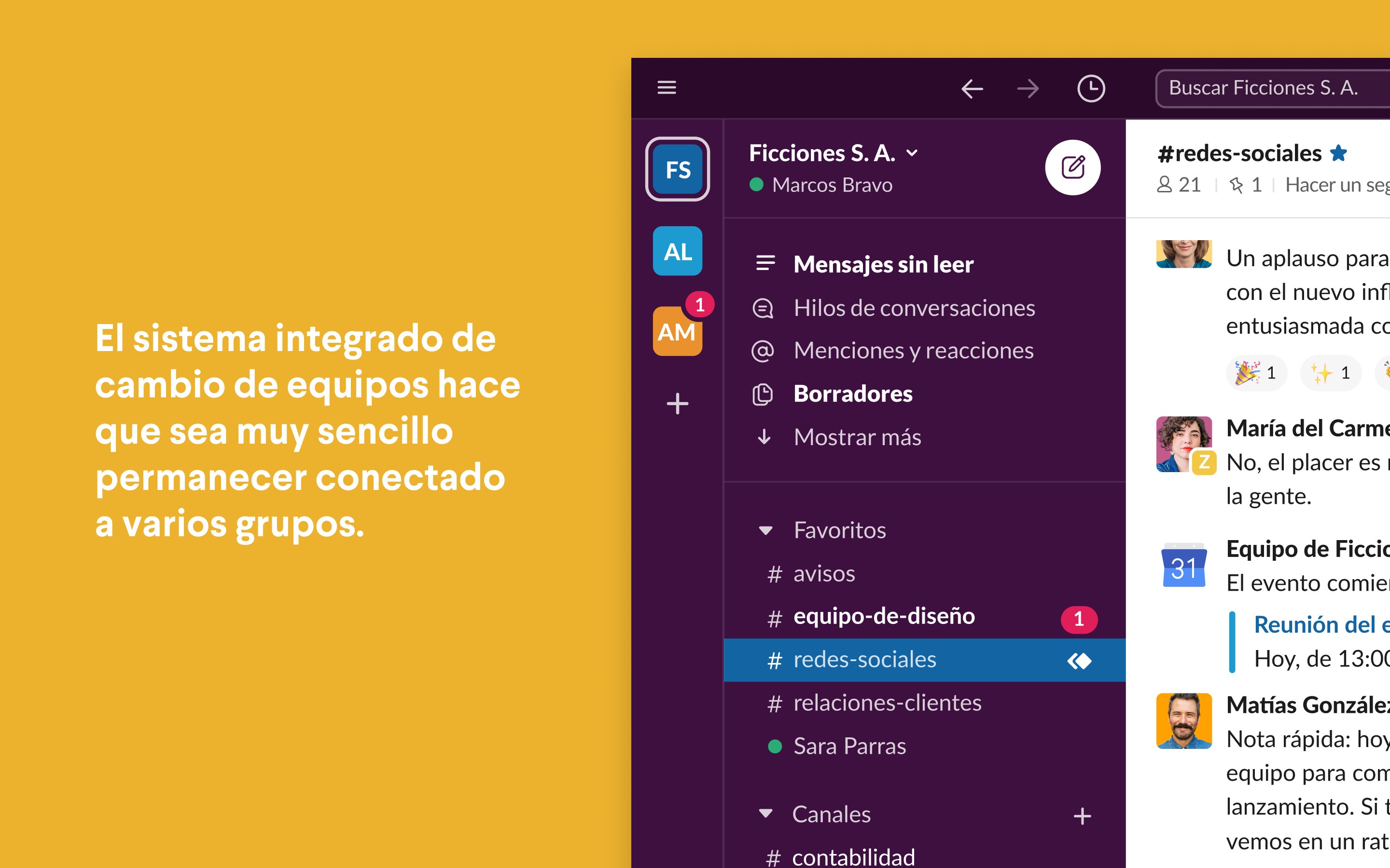 Captura de pantalla de Slack