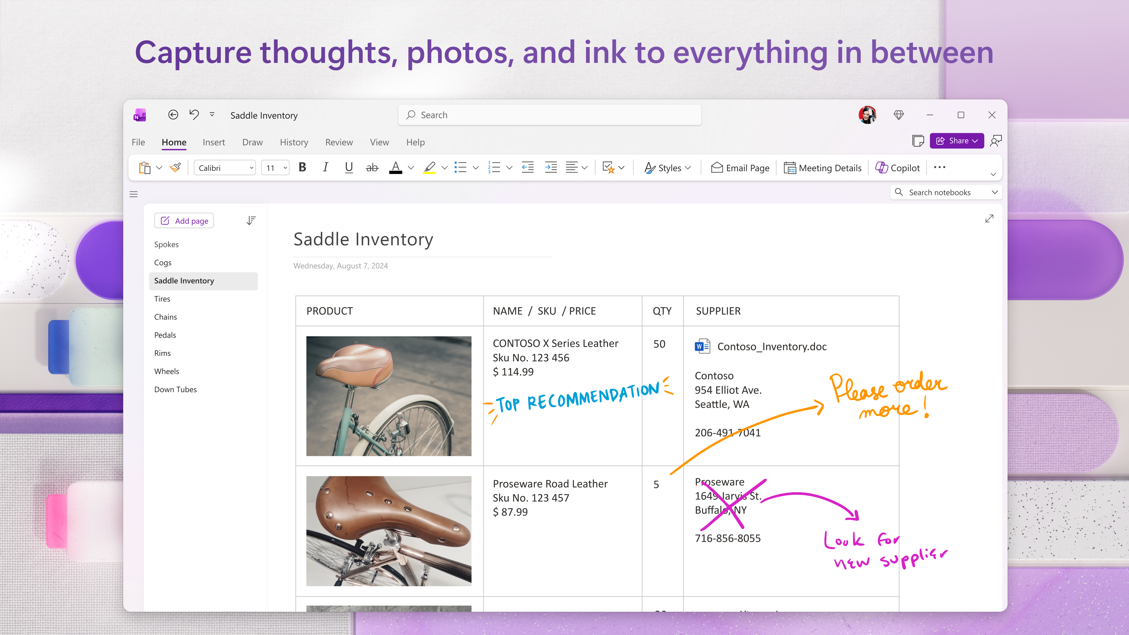 Captura de pantalla de OneNote