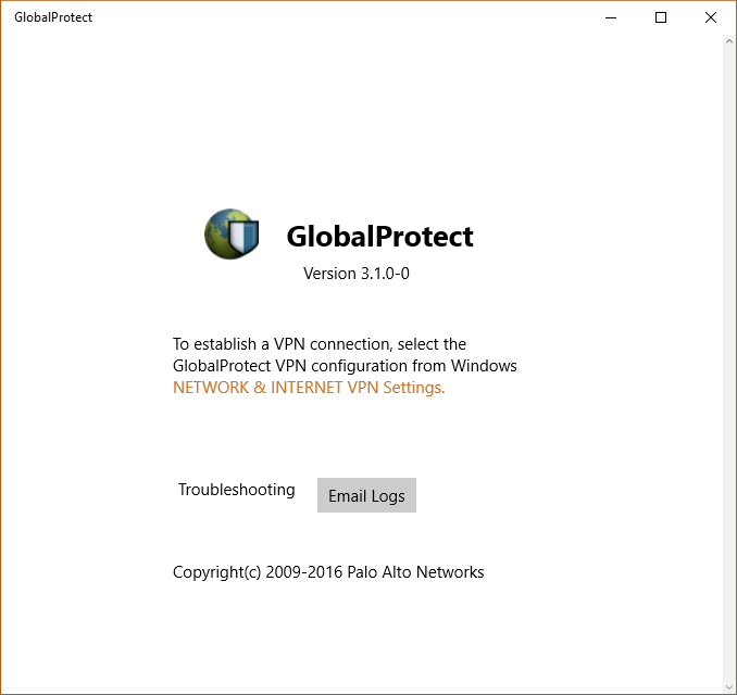Captura de pantalla de GlobalProtect