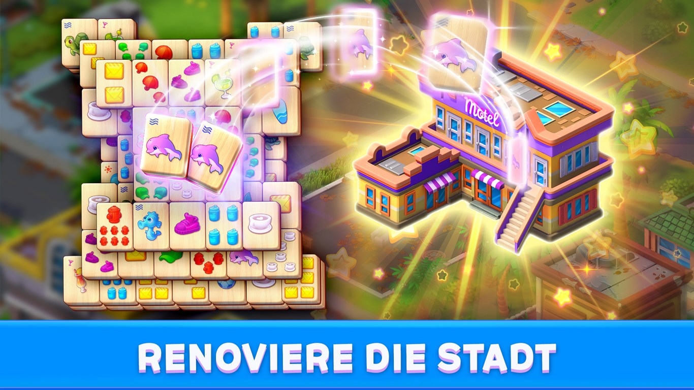 Mary's Mahjong: Städte Renovieren und Design Spiele Screenshot