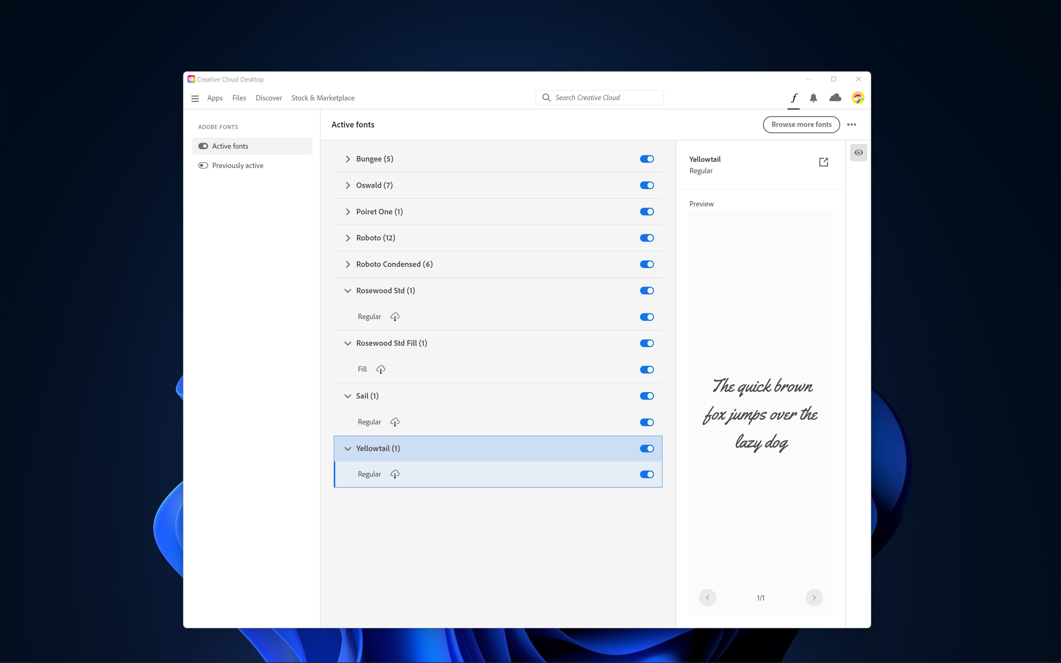 Captura de pantalla de Adobe Creative Cloud