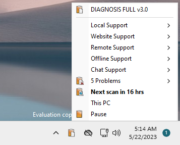 Diagnosis for Windows Screenshot
