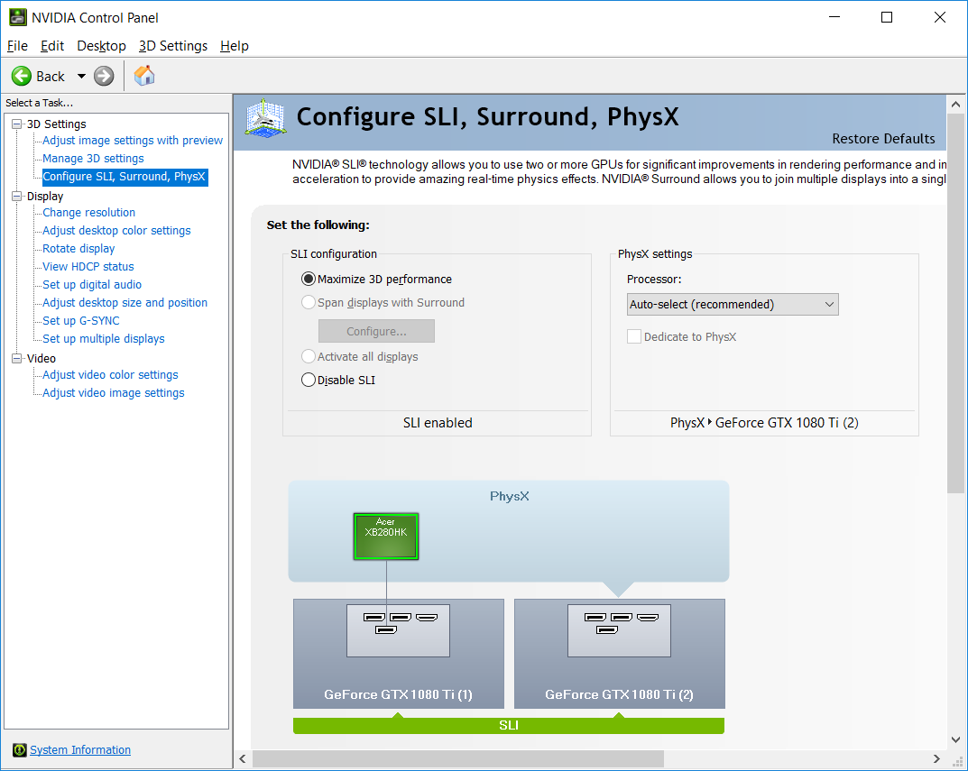 NVIDIA Control Panel screenshot