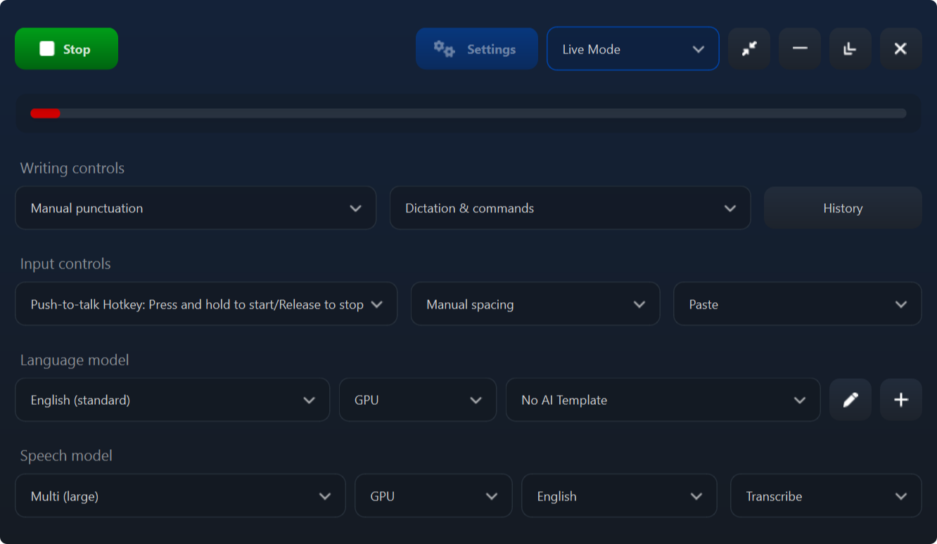 SpeechPulse Speech-to-Text Screenshot