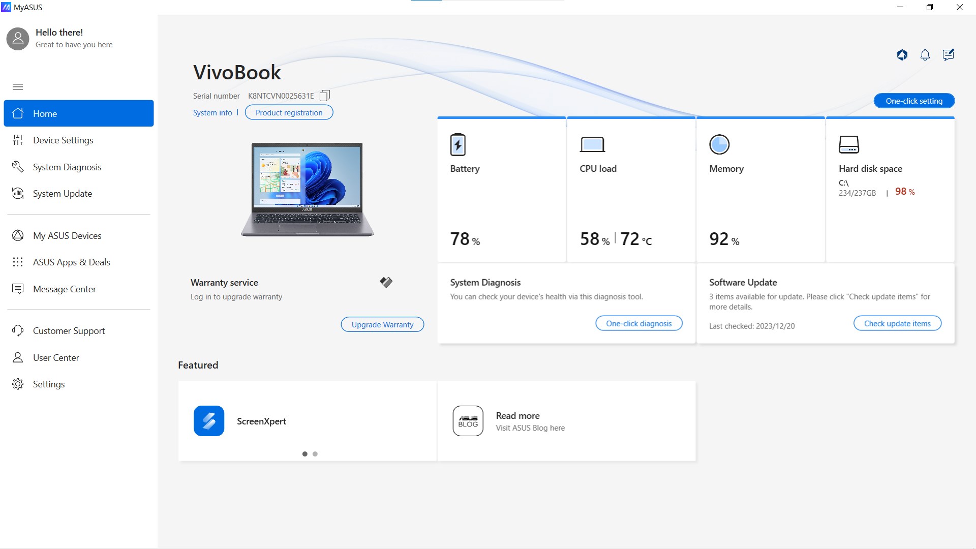 MyASUS screenshot