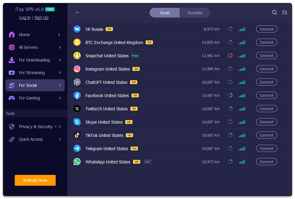 iTop VPN screenshot