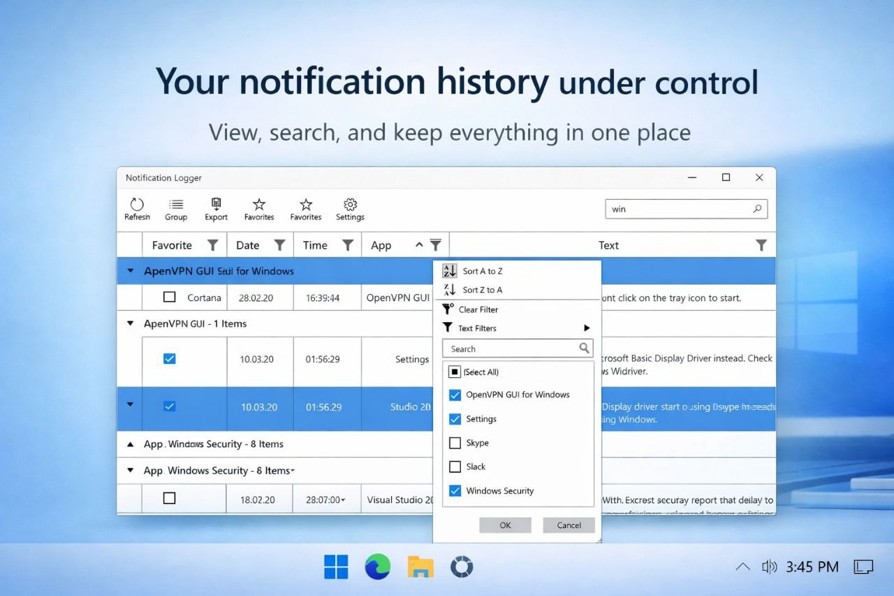 Captura de pantalla de Notification Logger