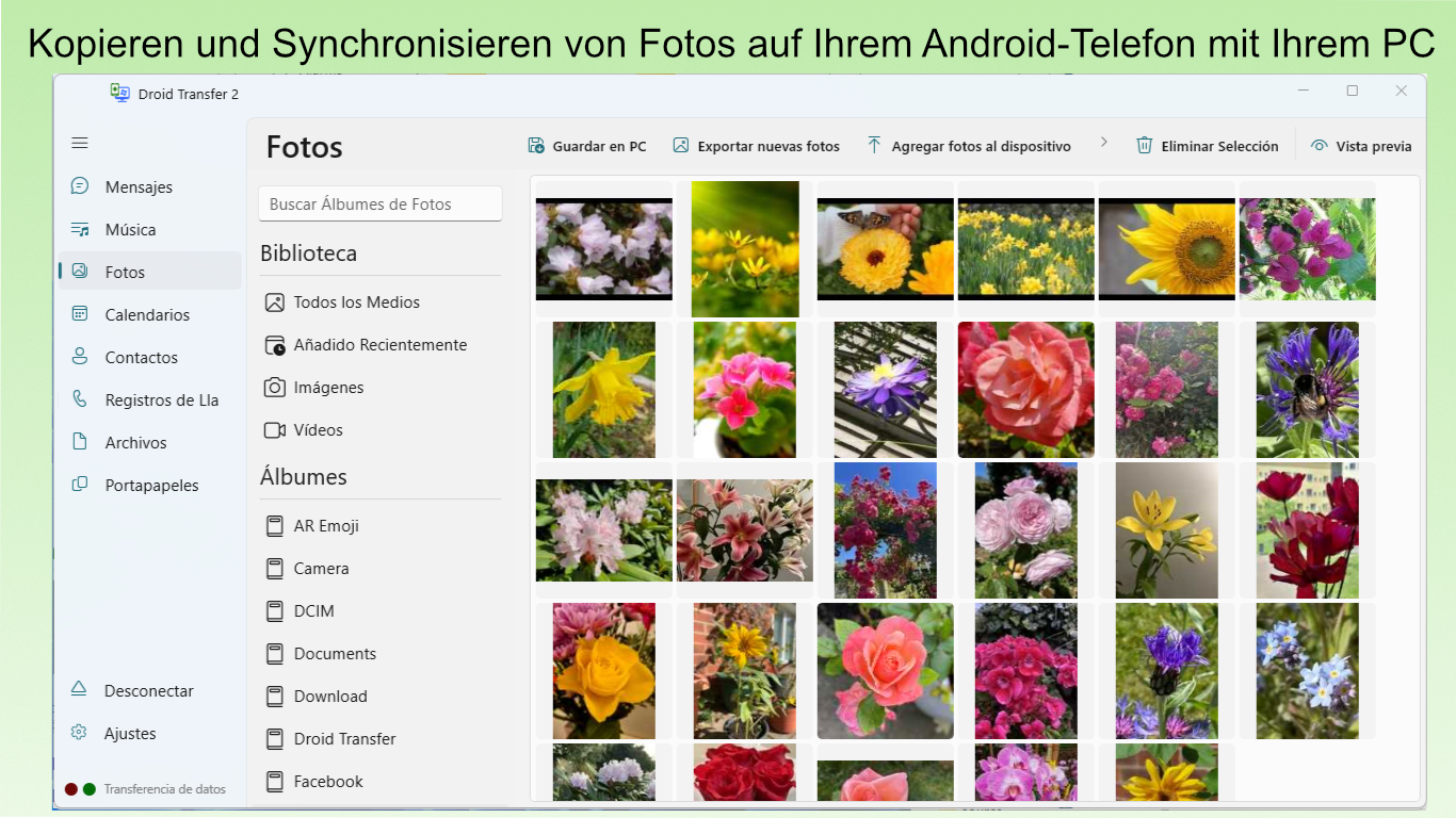 Captura de pantalla de Droid Transfer