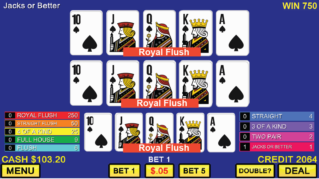 MULTI VIDEO POKER CLASSIC GAMES screenshot