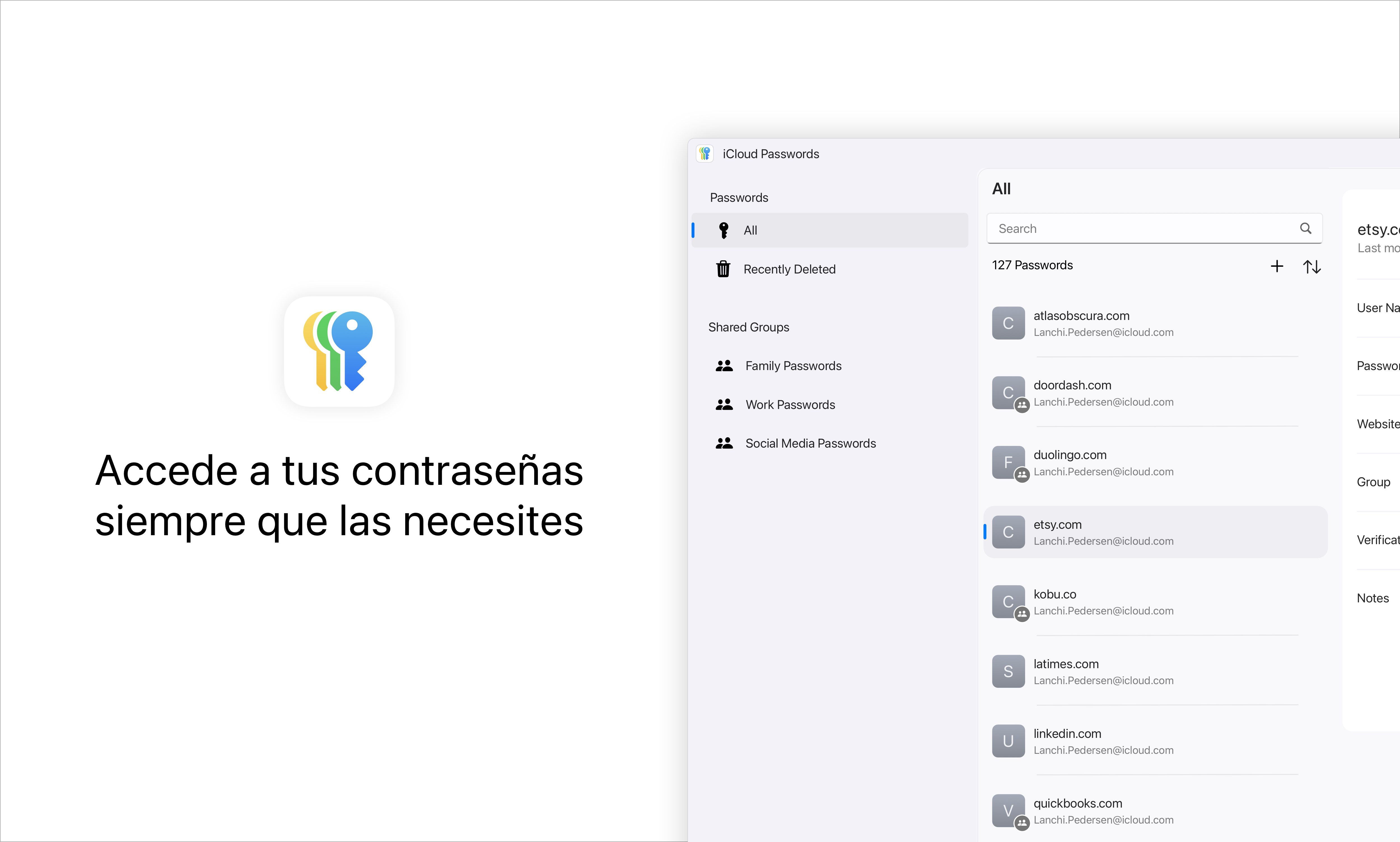 Captura de pantalla de iCloud