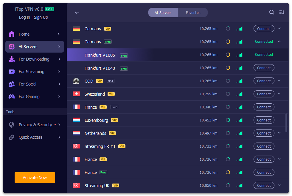 iTop VPN screenshot