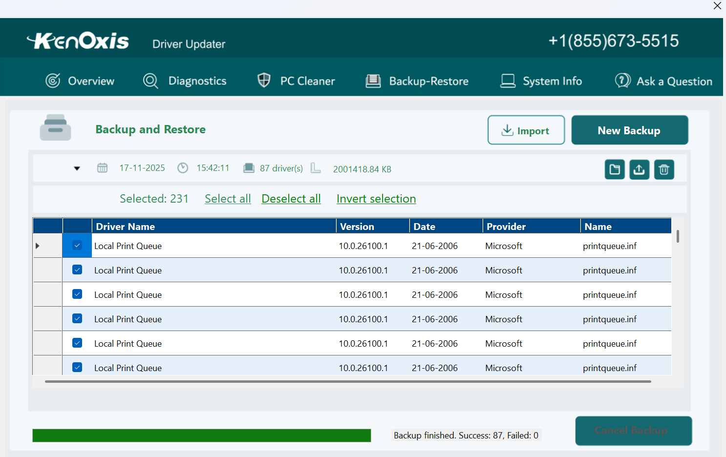 kenoxis driver updater screenshot