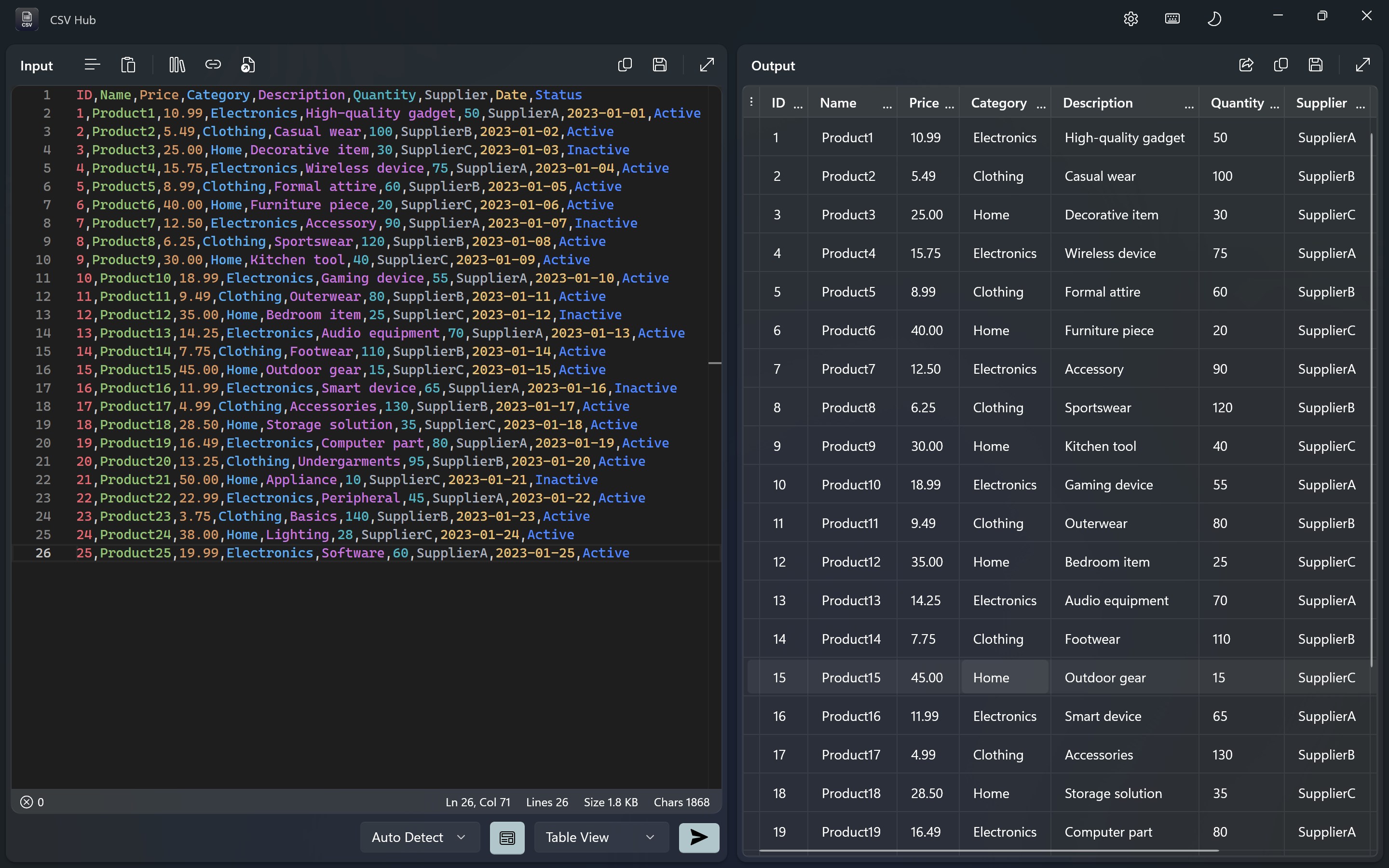 CSV Hub screenshot