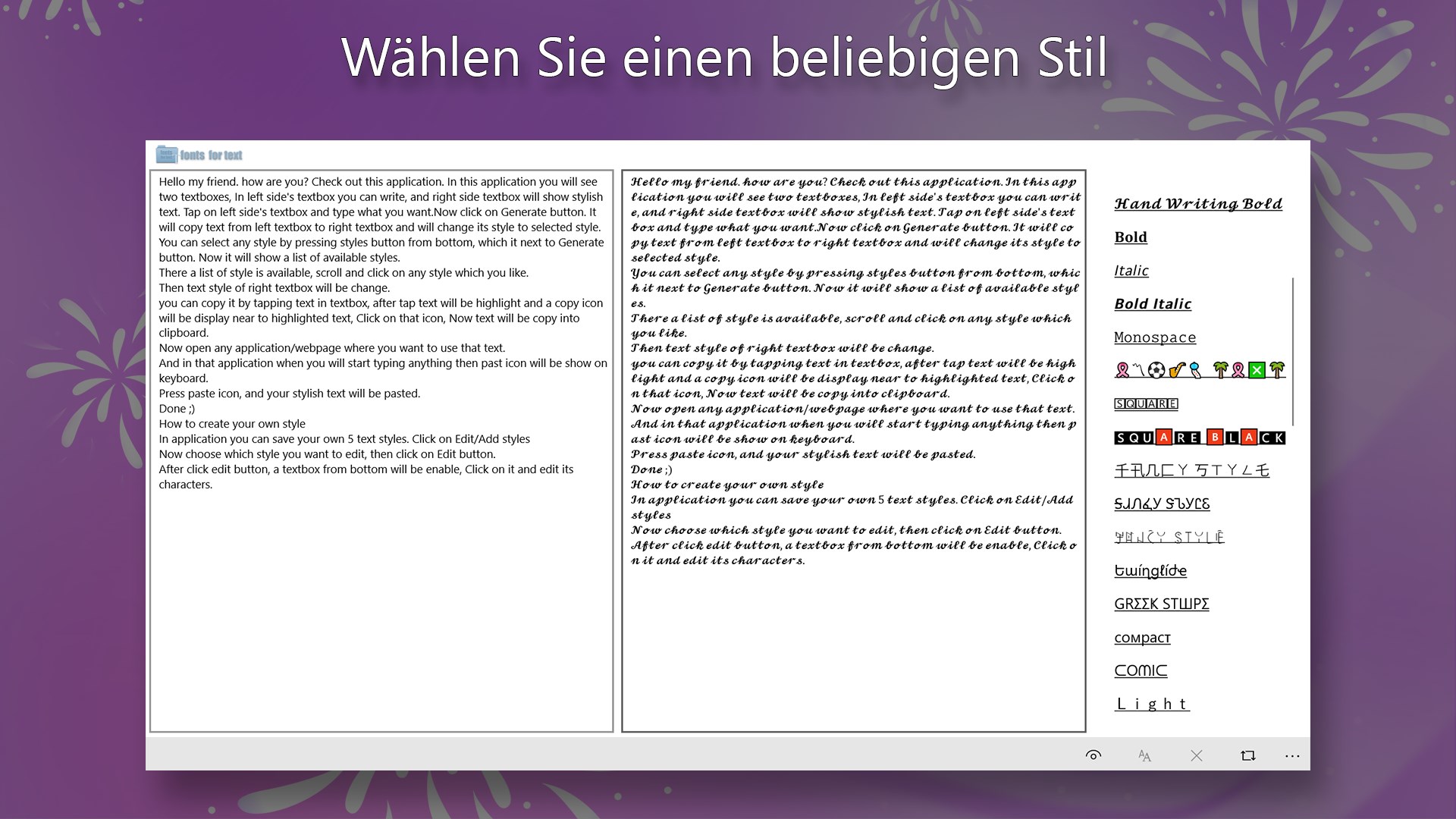 Schriftarten Screenshot