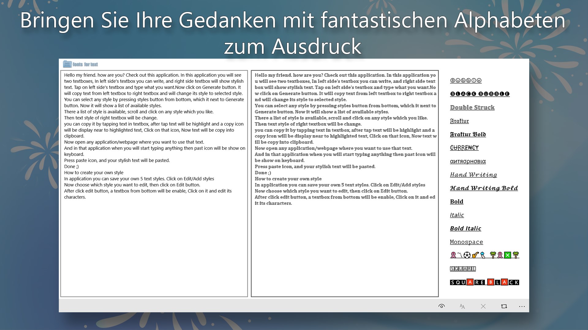 Schriftarten Screenshot