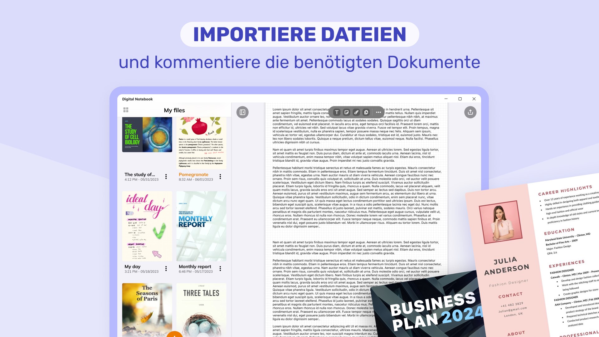 Digitales Notizbuch - Whiteboard für Textverarbeitung Screenshot