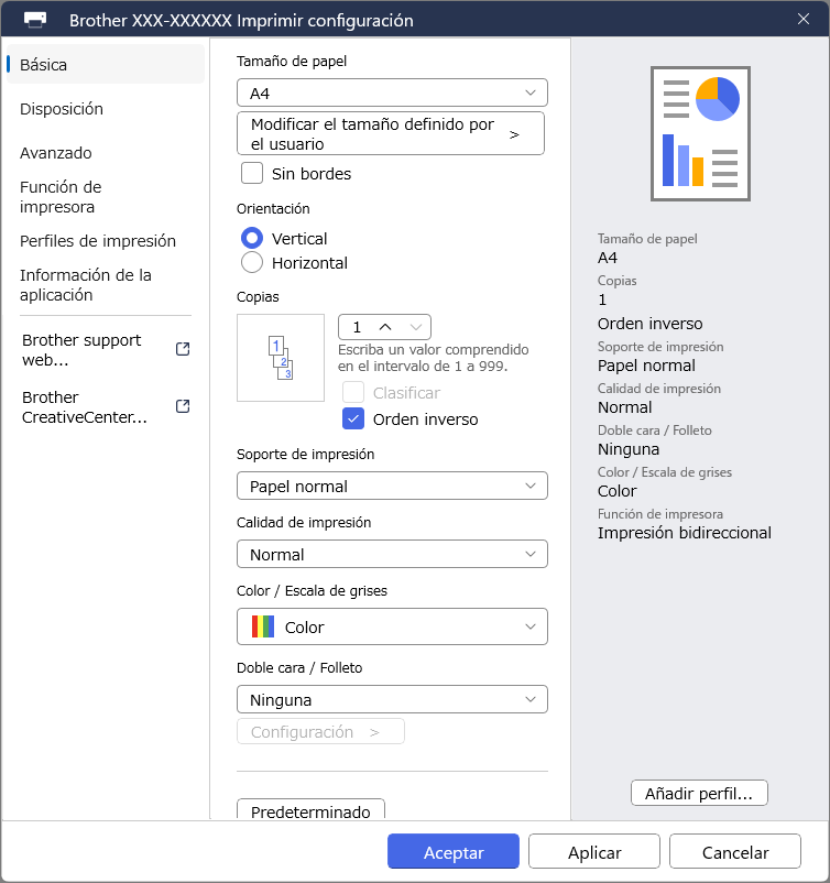 Captura de pantalla de Brother Print Support App