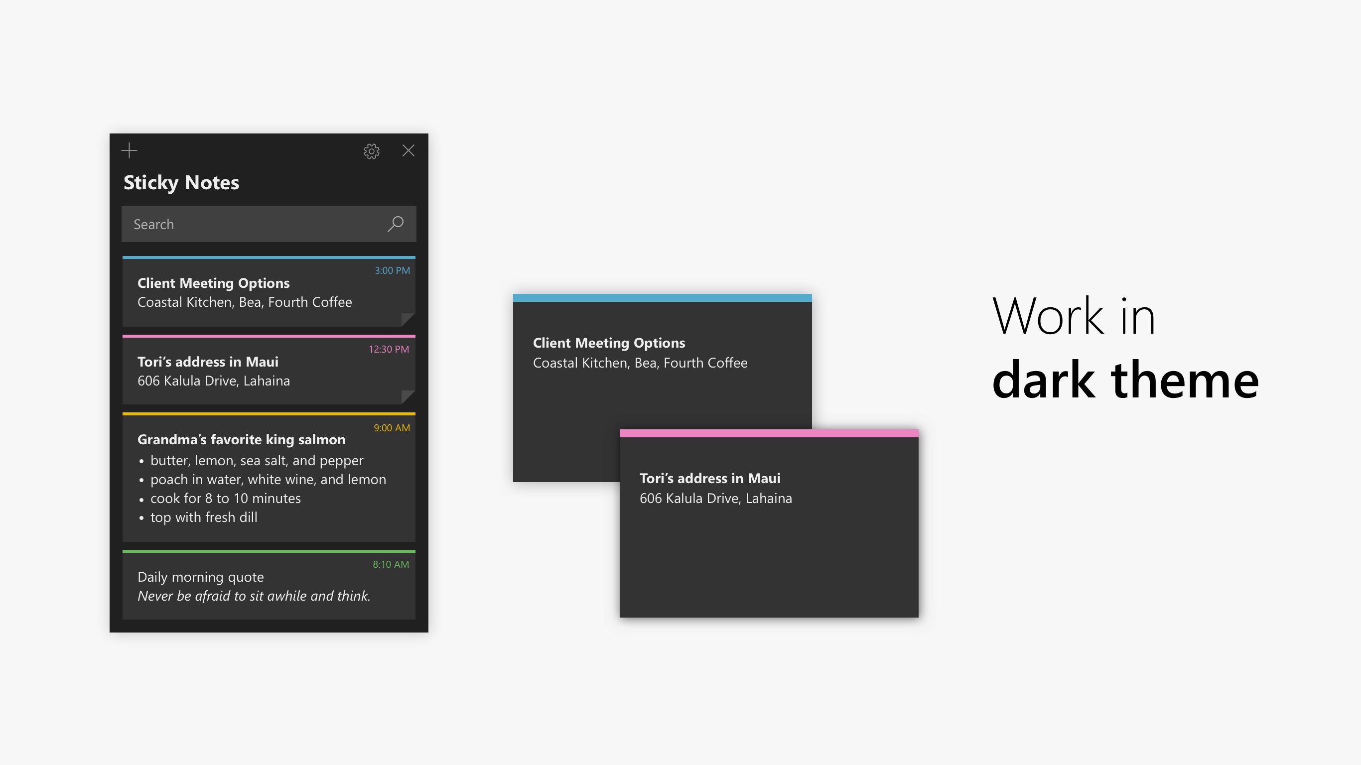 Captura de pantalla de Microsoft Sticky Notes