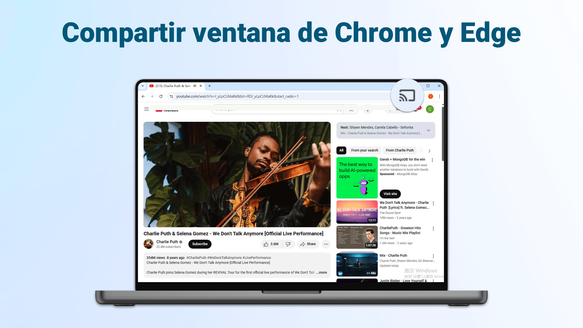 Captura de pantalla de Transmitir vía AirPlay/Google Cast - PigeonCast