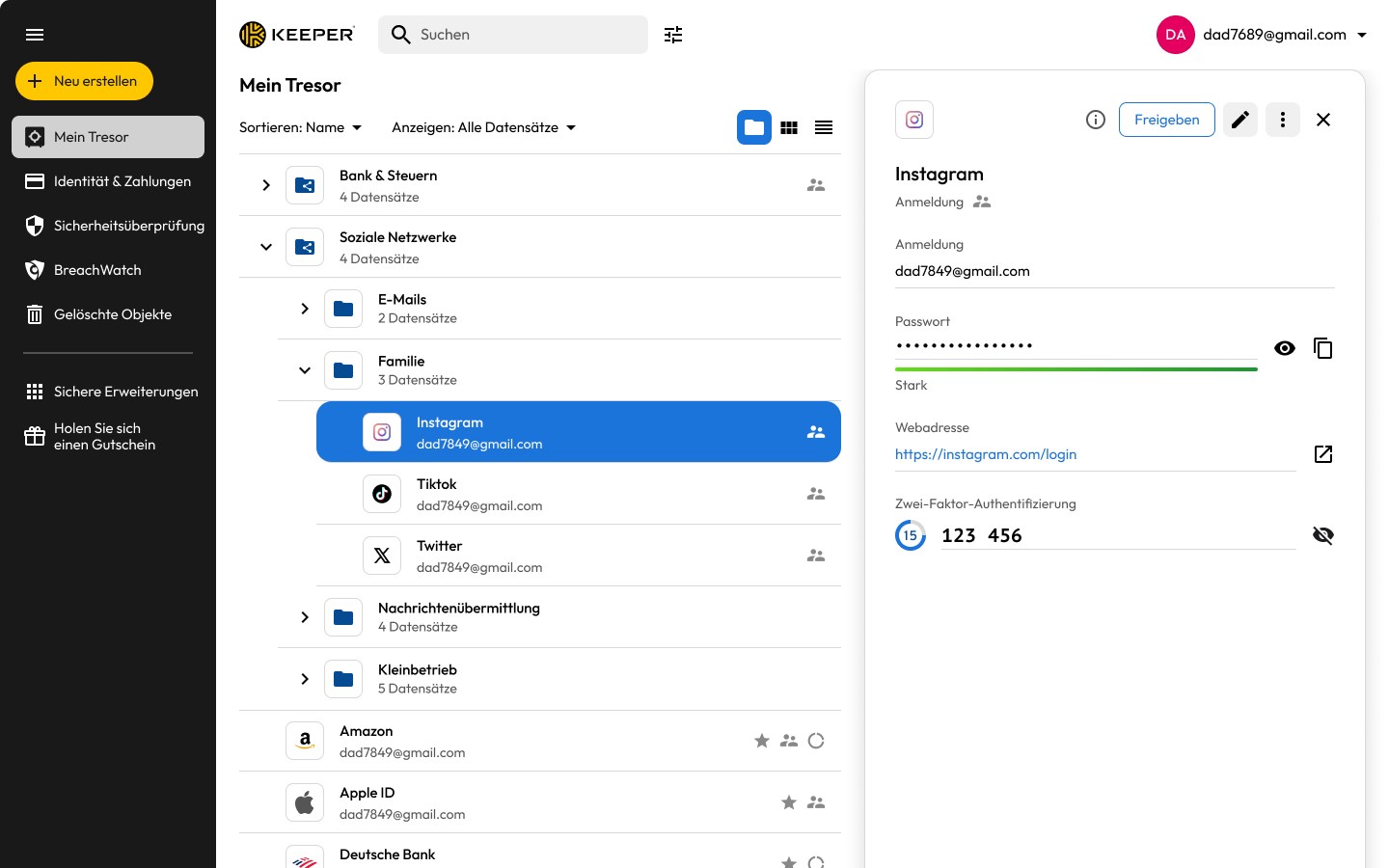 Keeper® Passwortmanager Screenshot