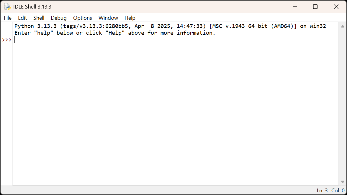 Captura de pantalla de Python 3.13