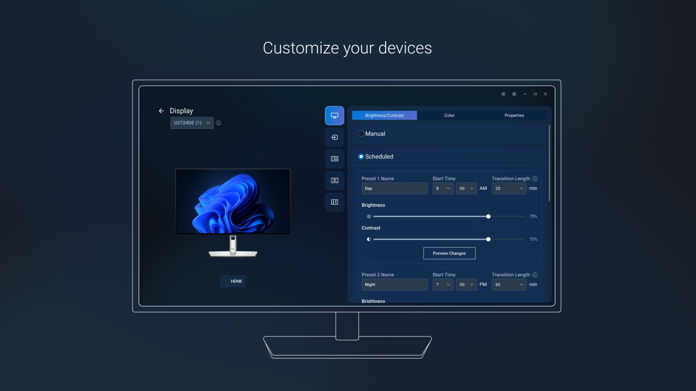 Captura de pantalla de Dell Display and Peripheral Manager