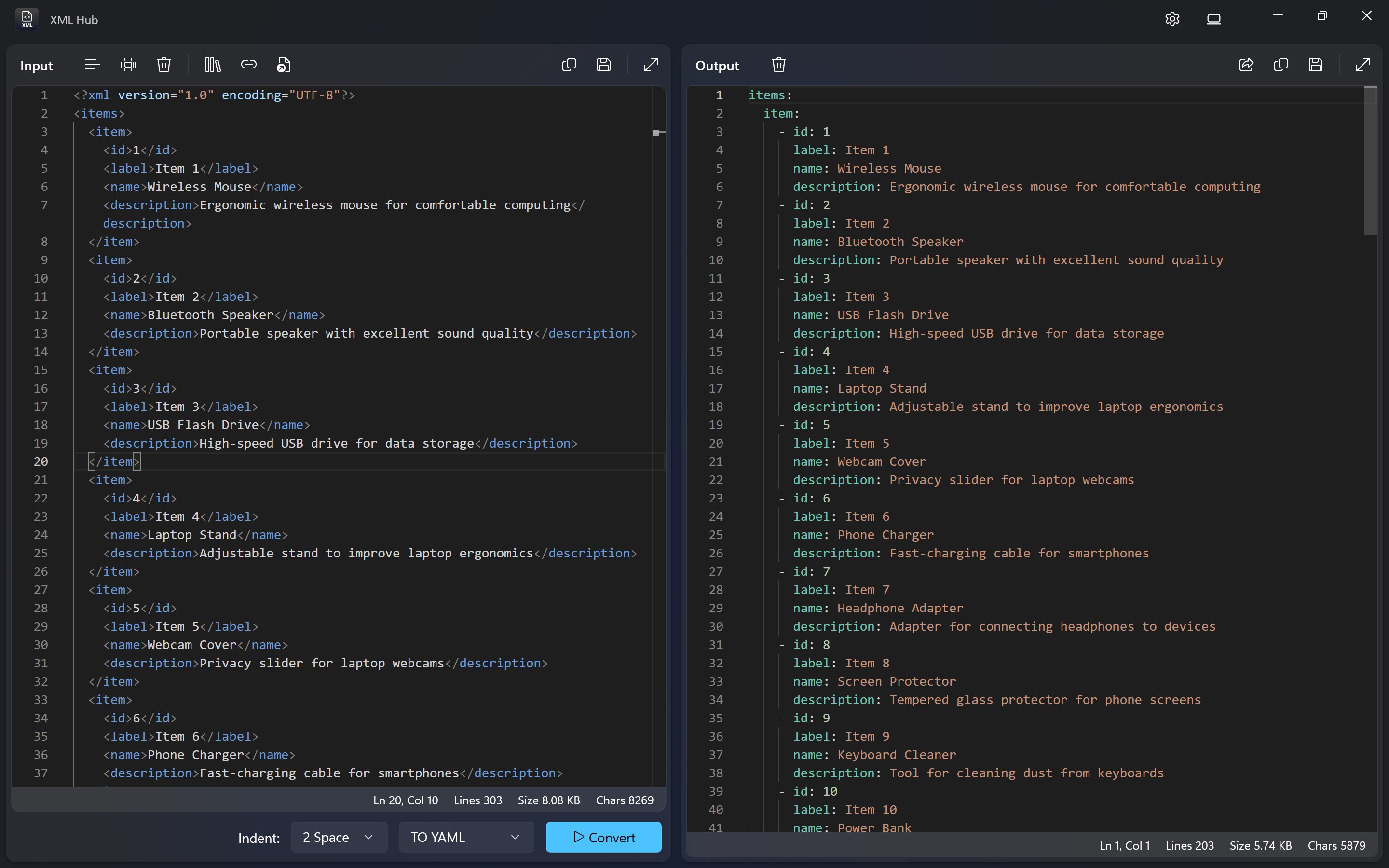 XML Hub screenshot