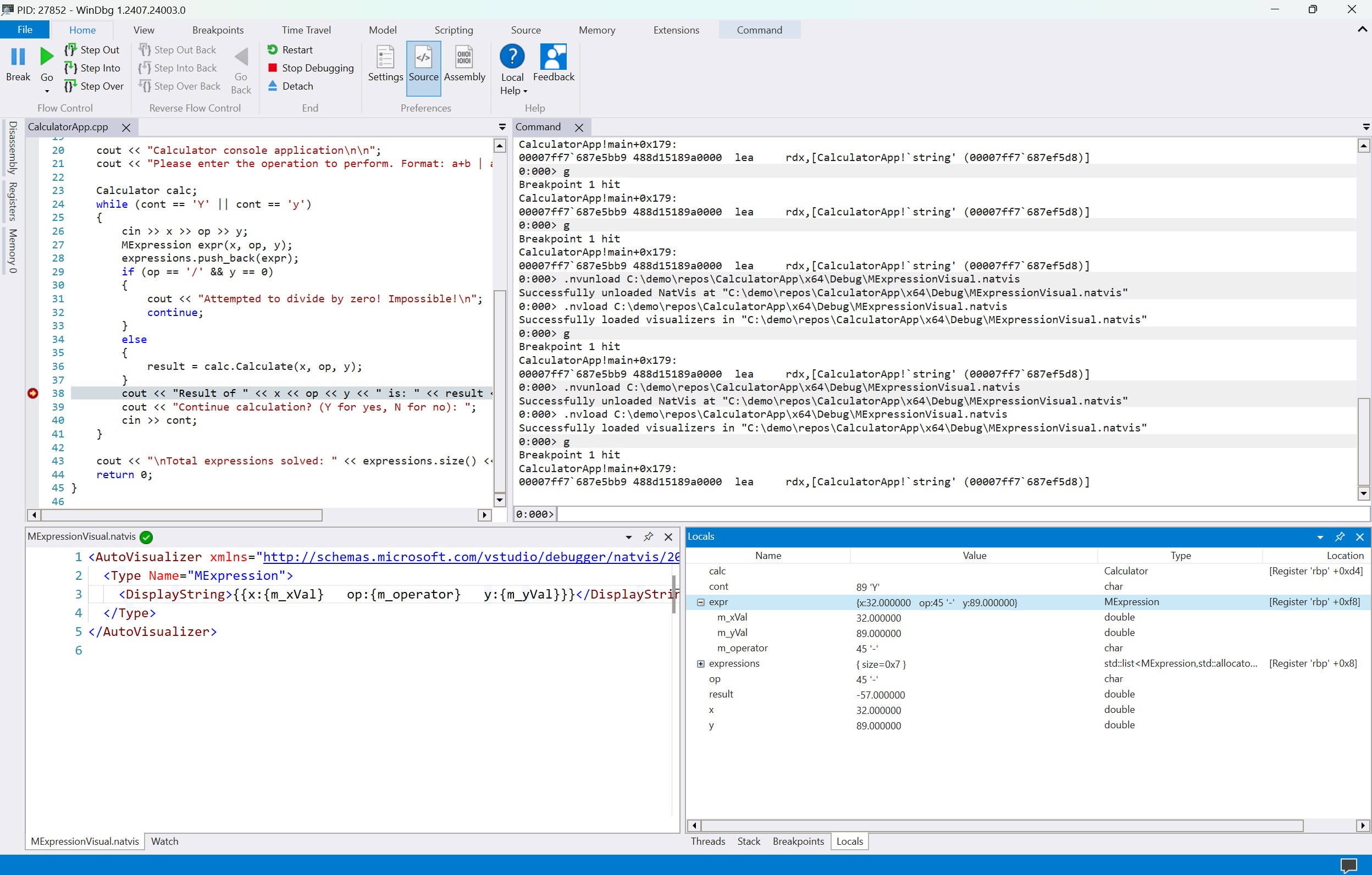 WinDbg screenshot