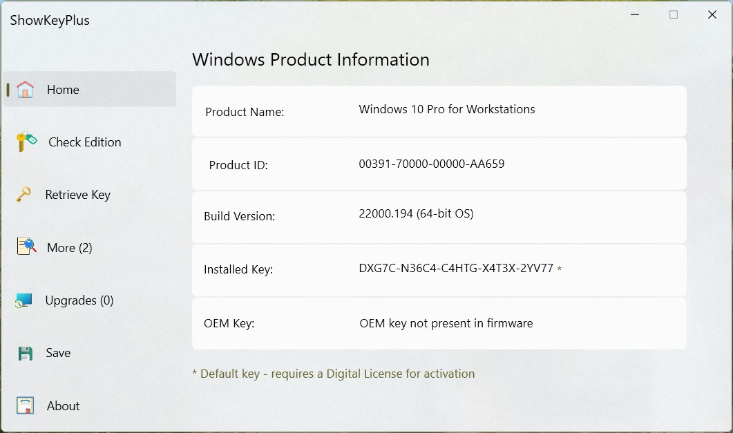 Captura de pantalla de ShowKeyPlus