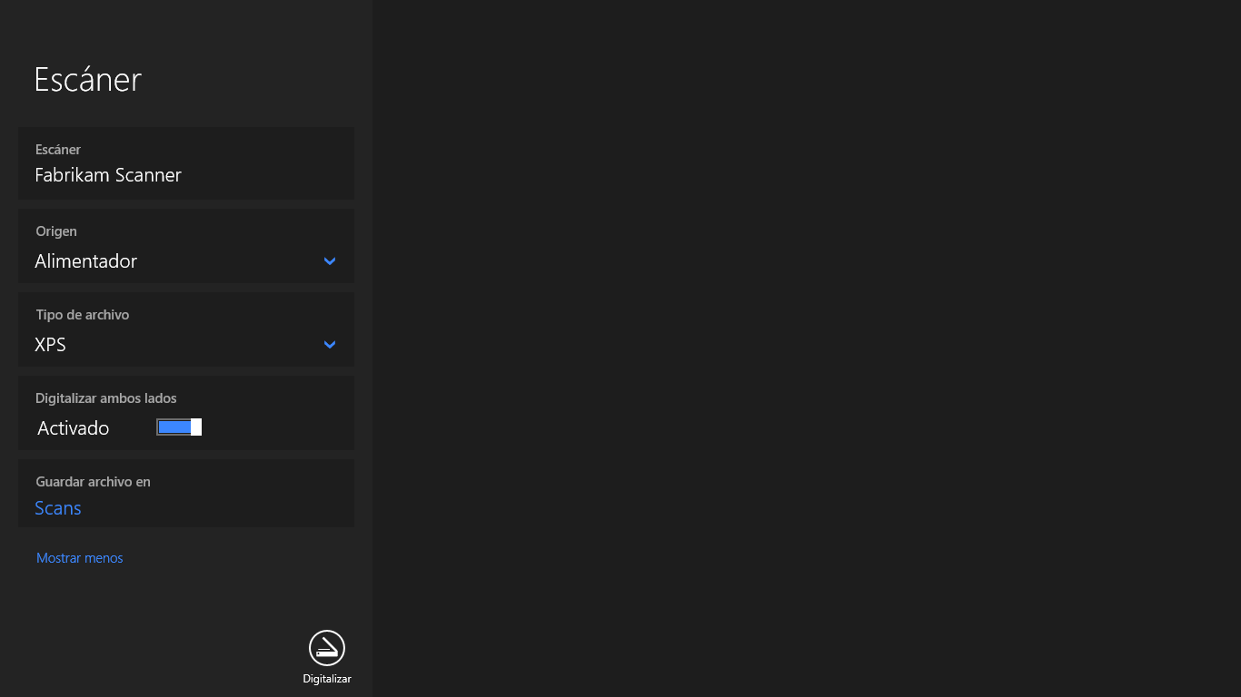 Captura de pantalla de Escáner de Windows