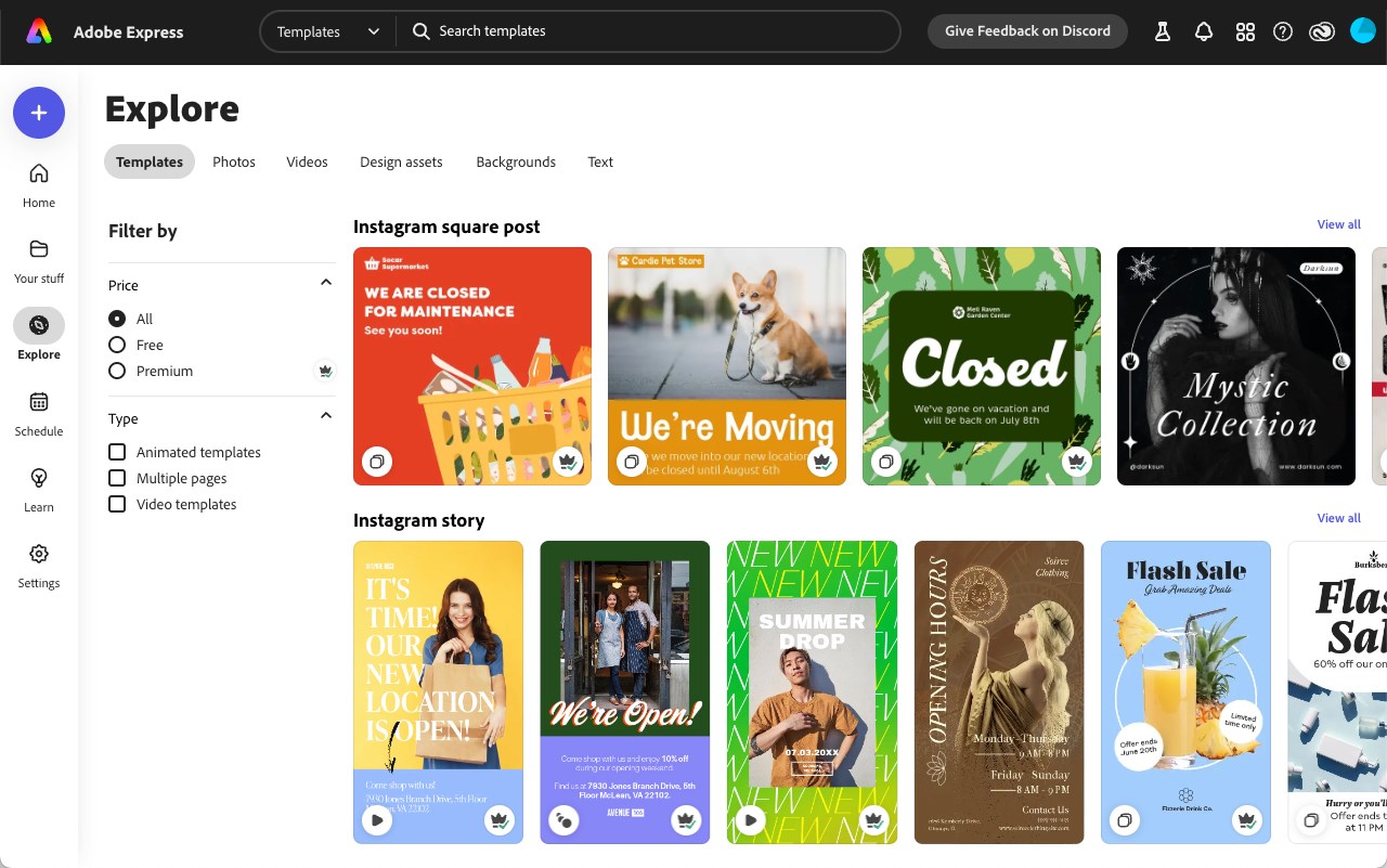 Adobe Express screenshot