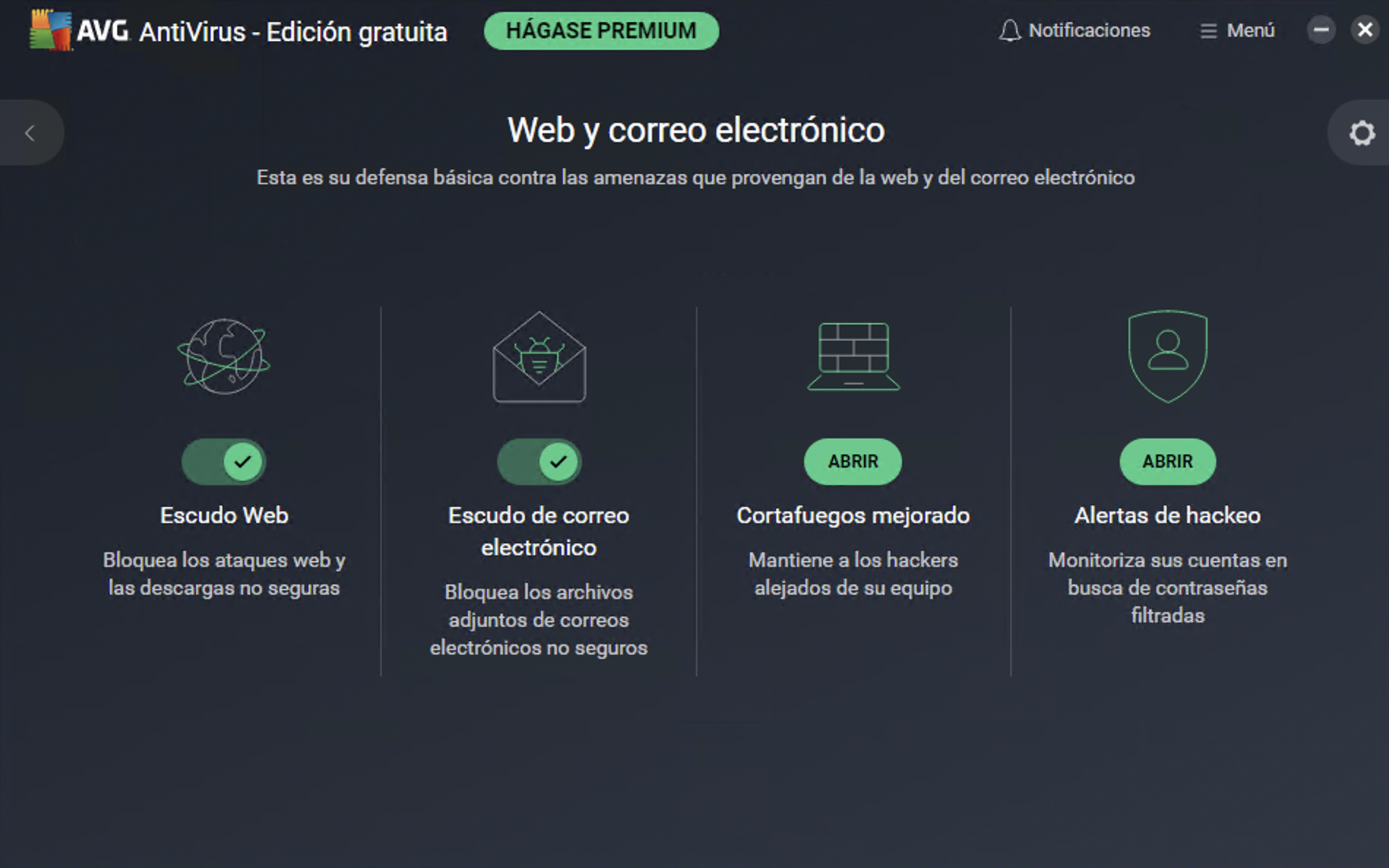 Captura de pantalla de AVG AntiVirus Free