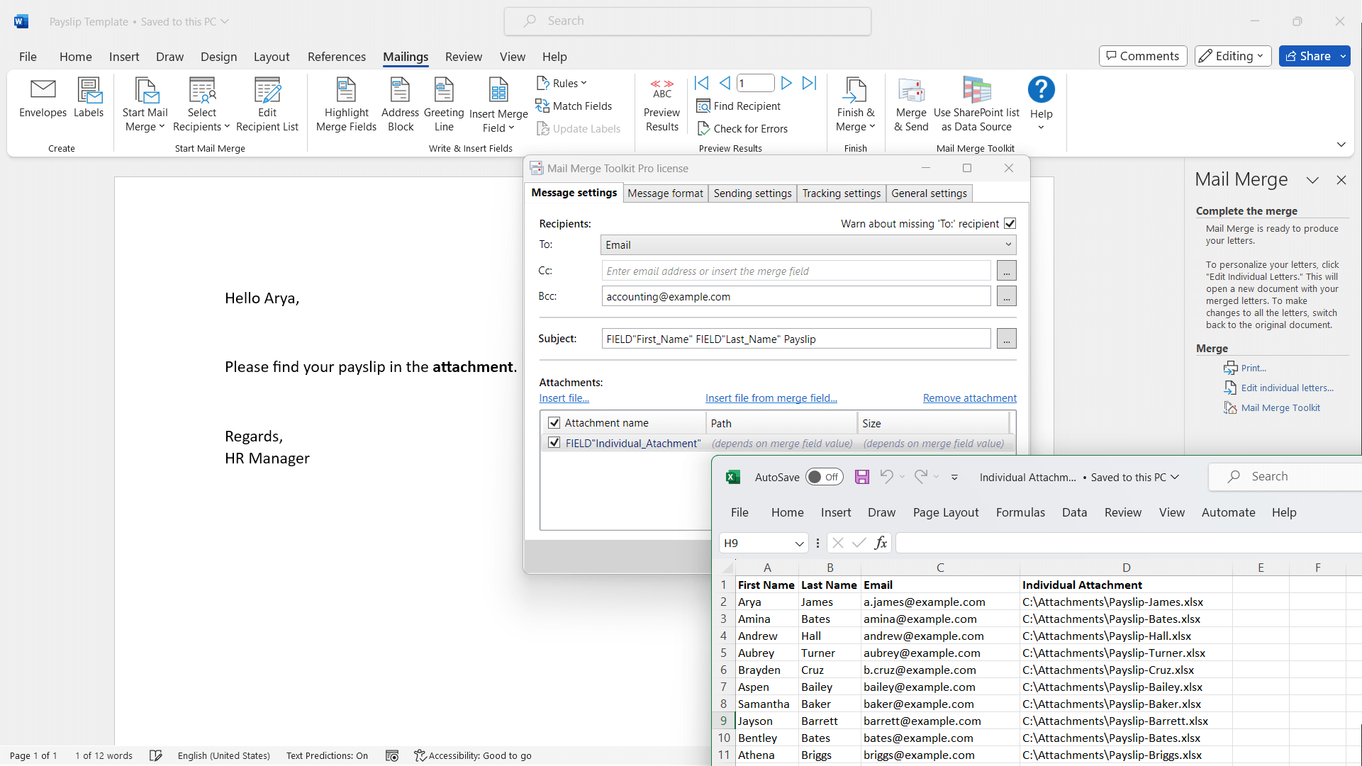 Mail Merge Toolkit screenshot