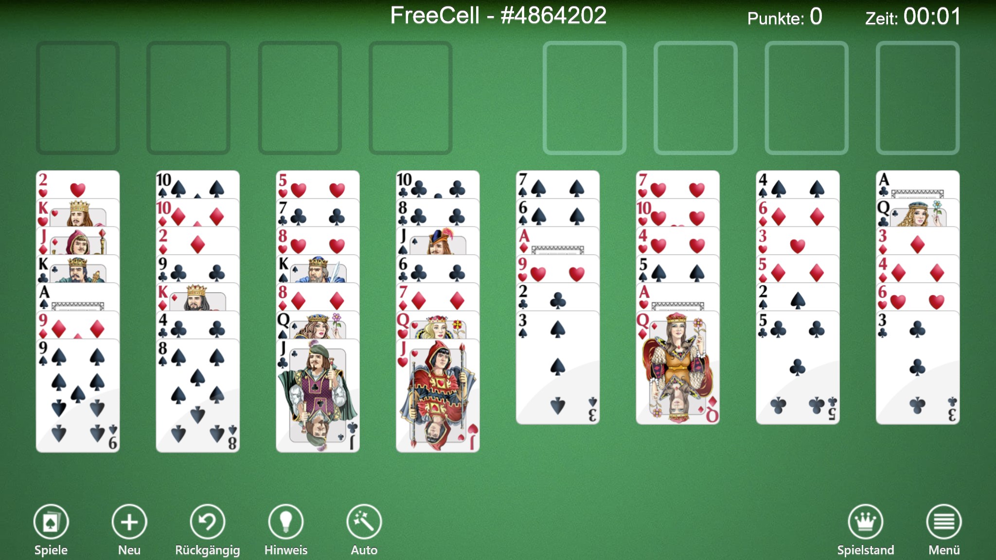 FreeCell Solitär Screenshot