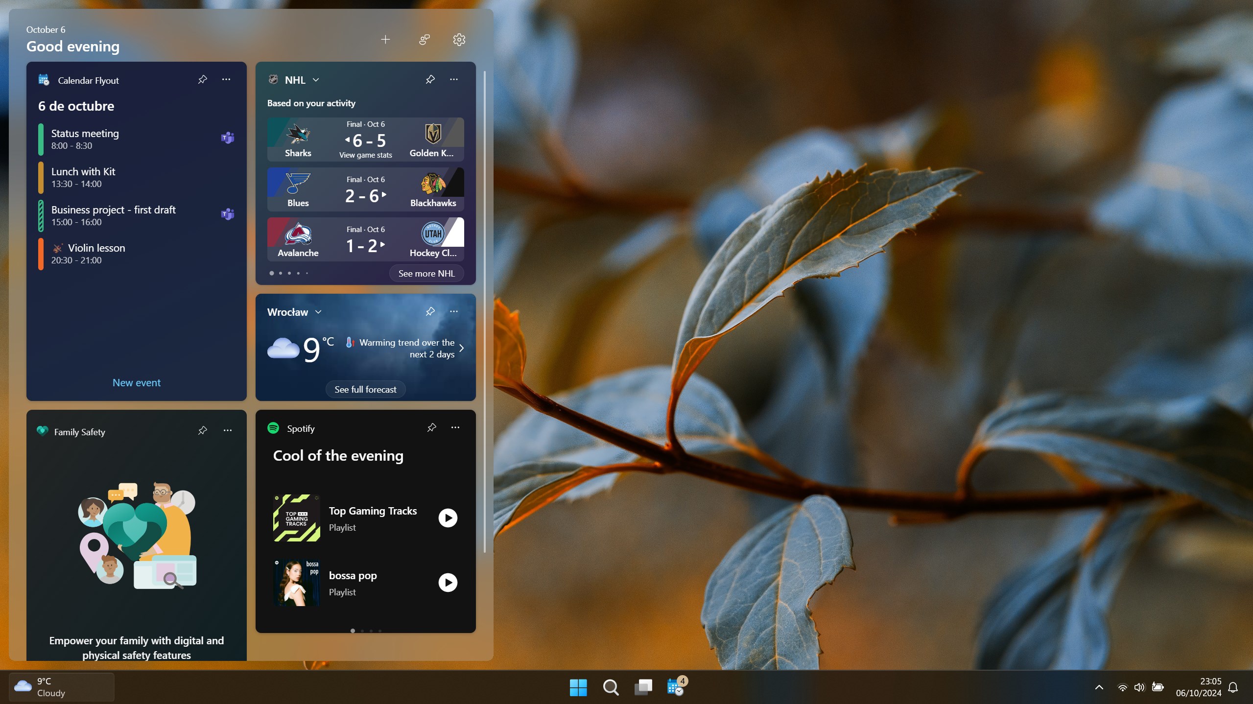 Captura de pantalla de Calendar Flyout
