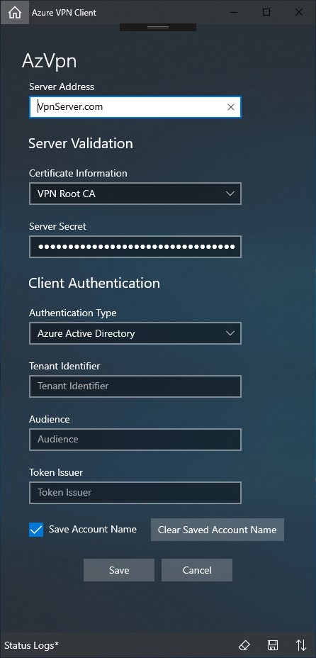 Azure-VPN-Client Screenshot