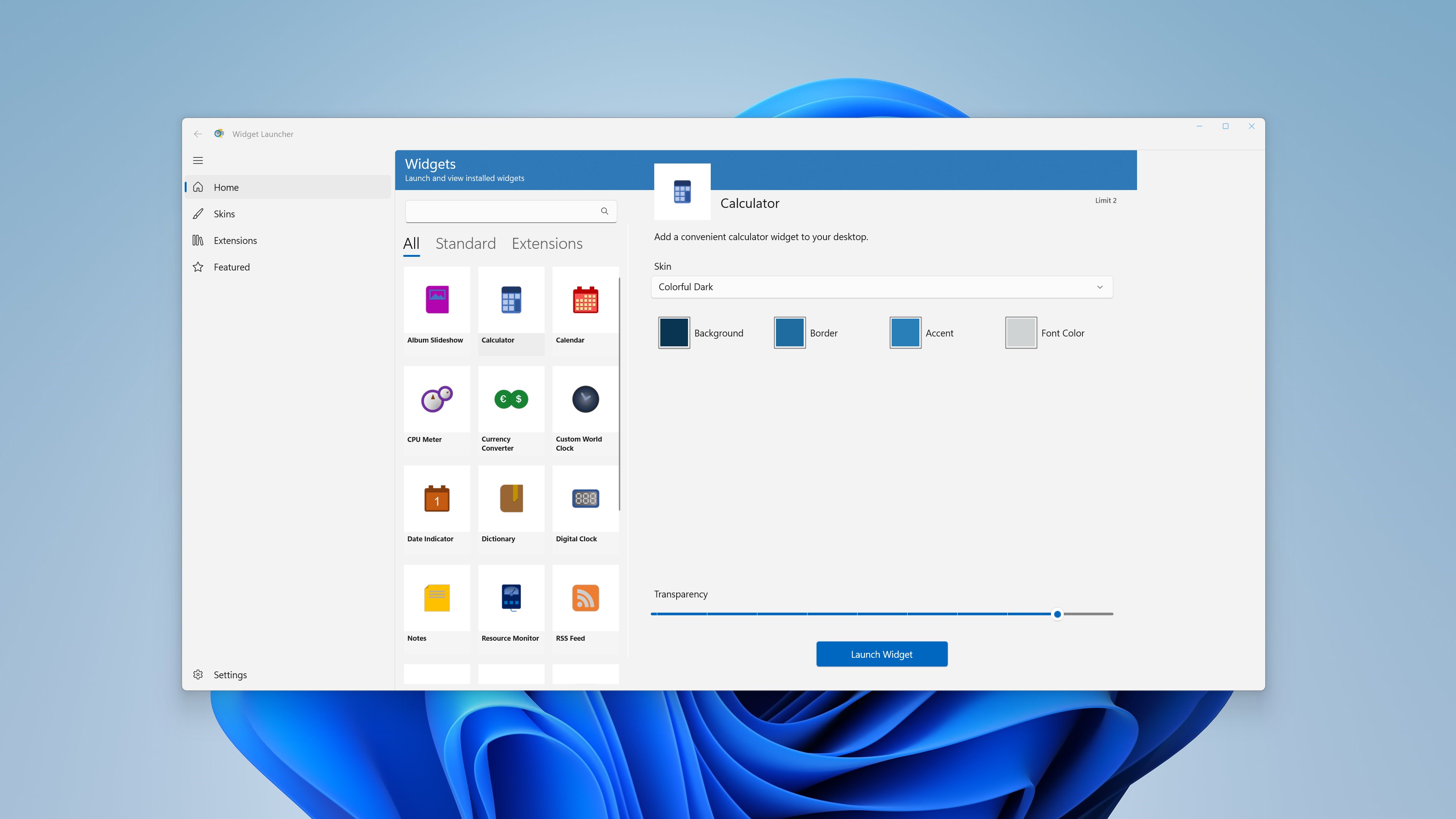 Widget Launcher Screenshot