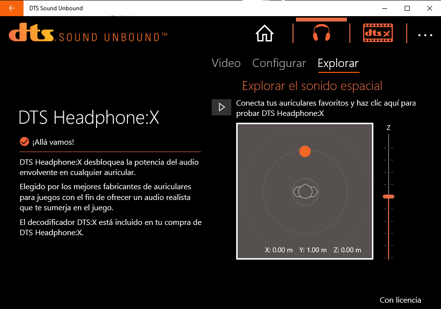 Captura de pantalla de DTS Sound Unbound