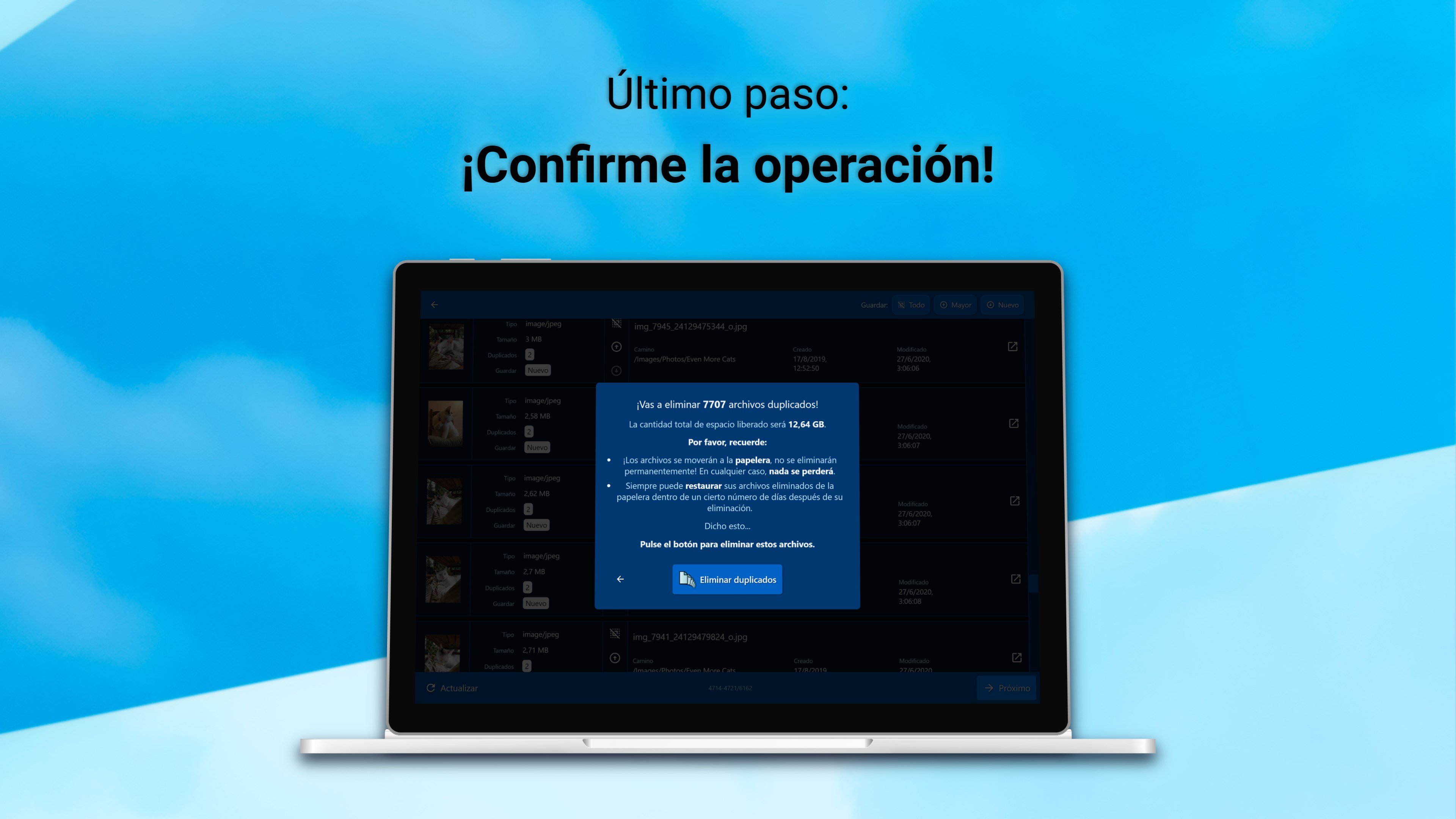 Captura de pantalla de DeDuplicate - Limpia tu nube
