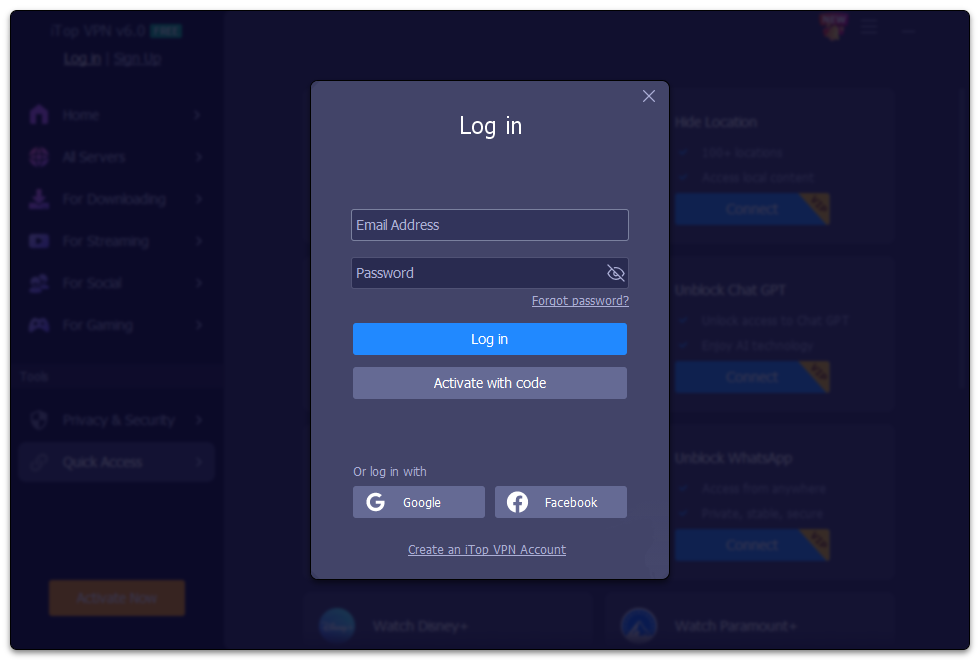 iTop VPN screenshot