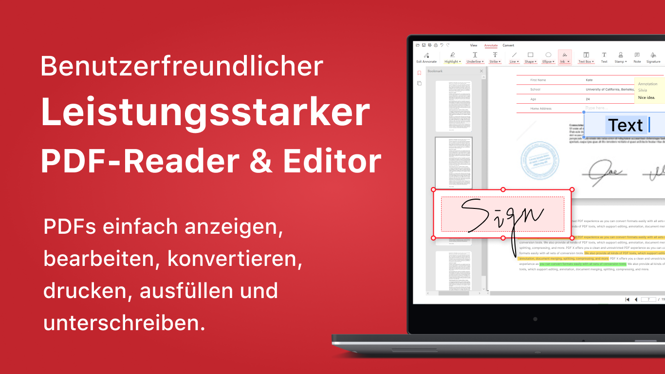PDF X: PDF Bearbeiten, PDF Reader Screenshot